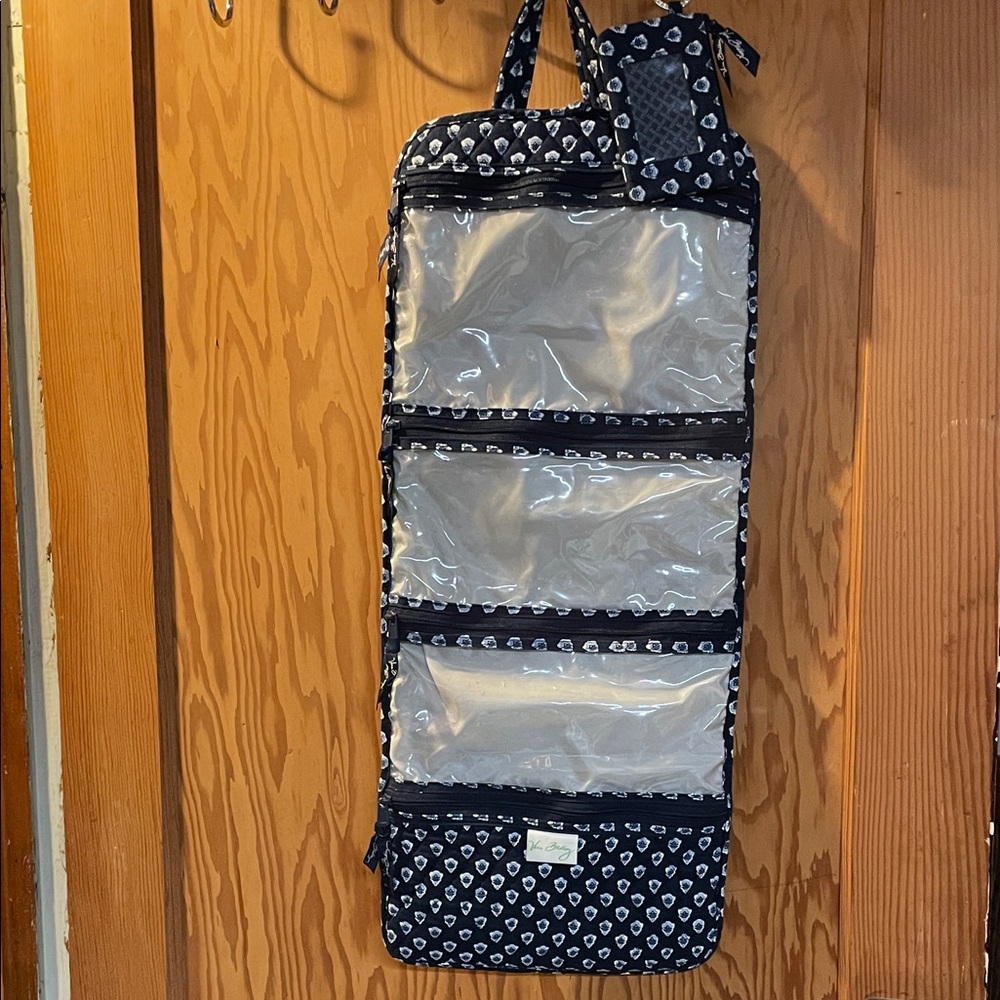 Vera Bradley Blue and White Heart Hanging Organizer and ID tag